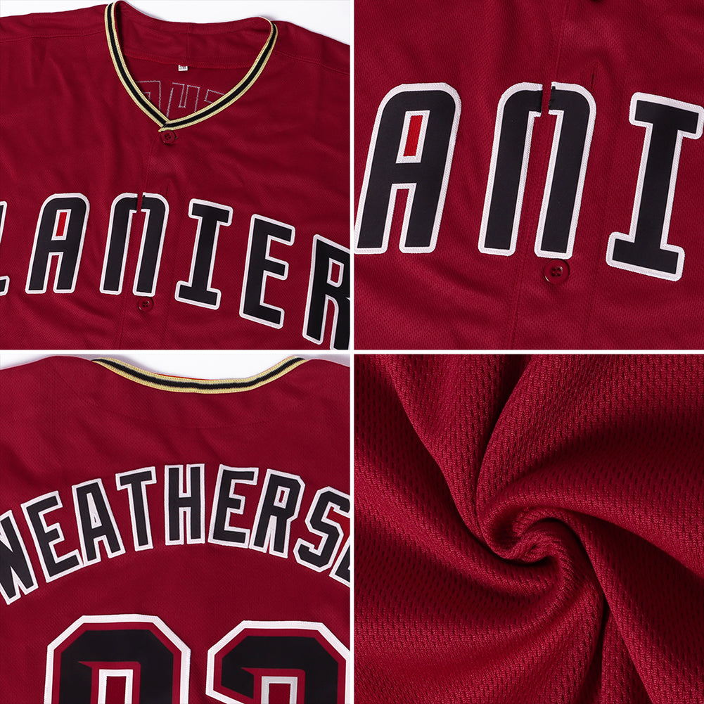 Custom Crimson Black-City Cream Baseball Jersey