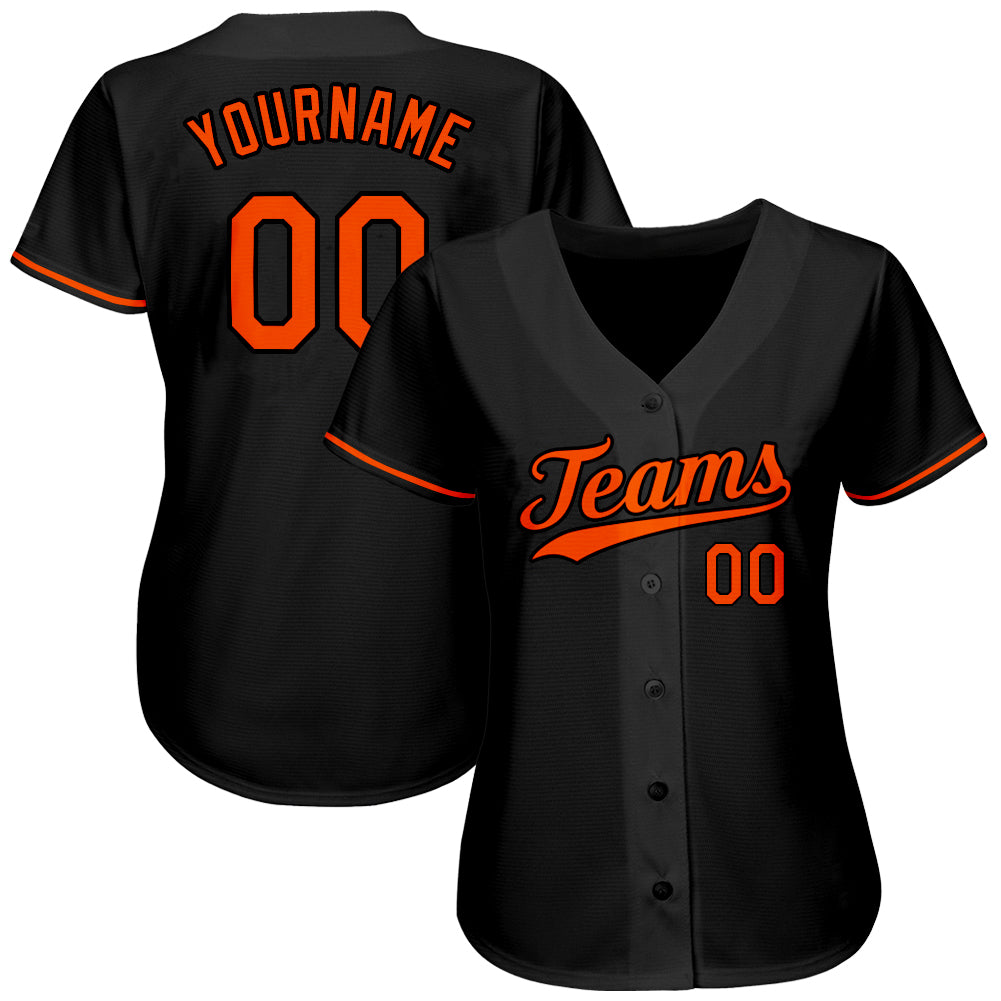 Custom Black Orange Authentic Baseball Jersey