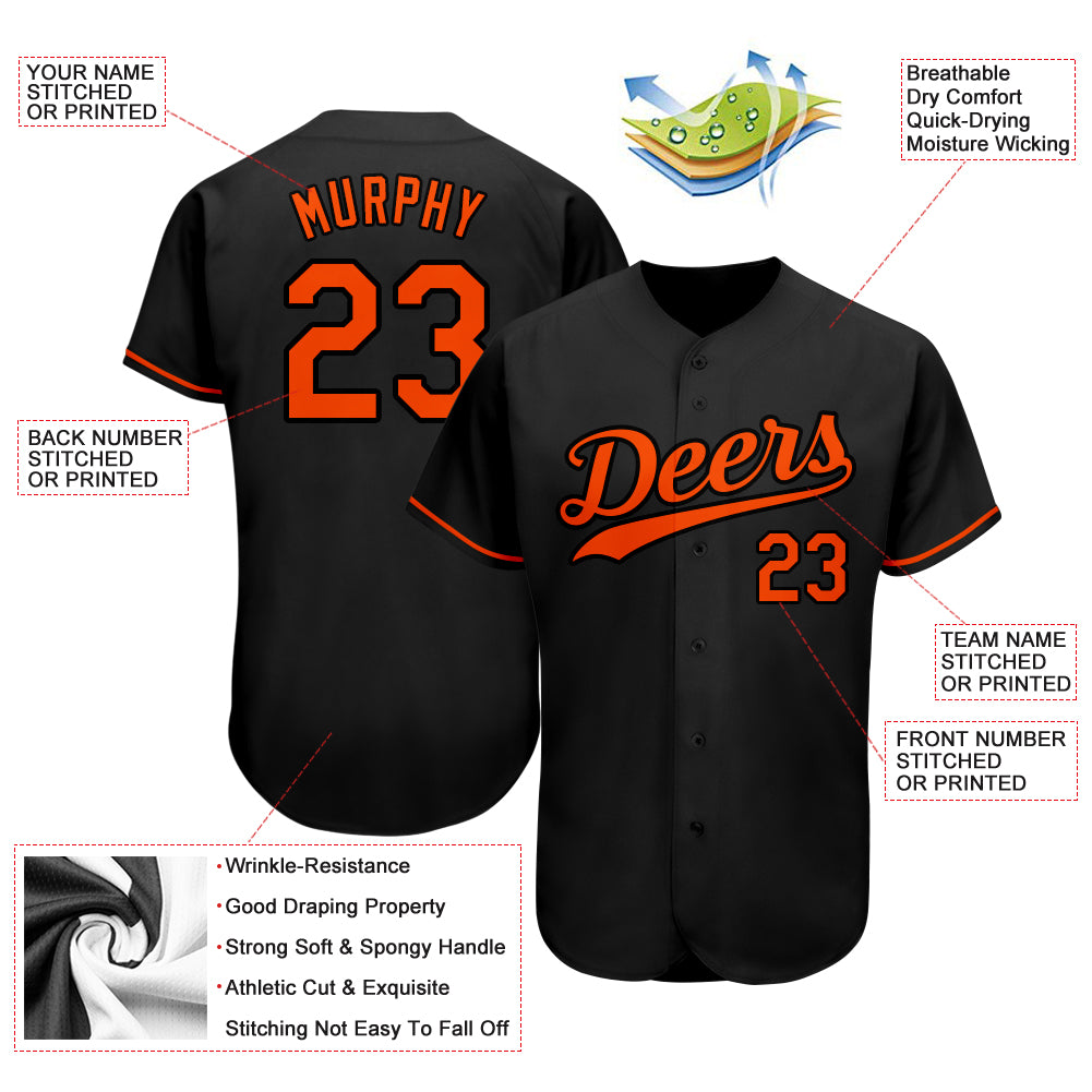 Custom Black Orange Authentic Baseball Jersey