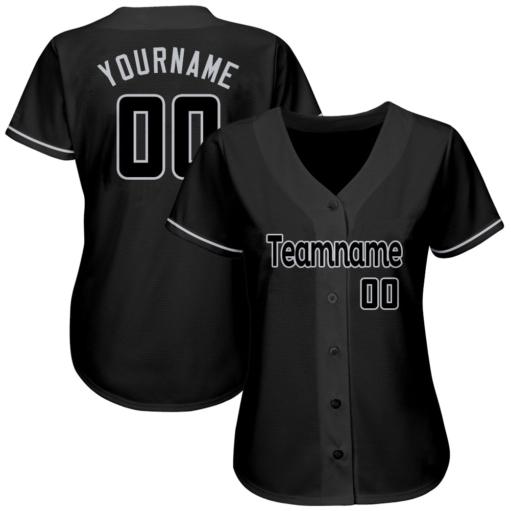 Custom Black Black-Gray Authentic Baseball Jersey