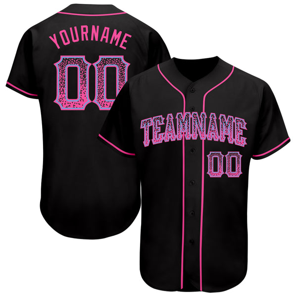 Custom Black Pink-Light Blue Authentic Drift Fashion Baseball Jersey