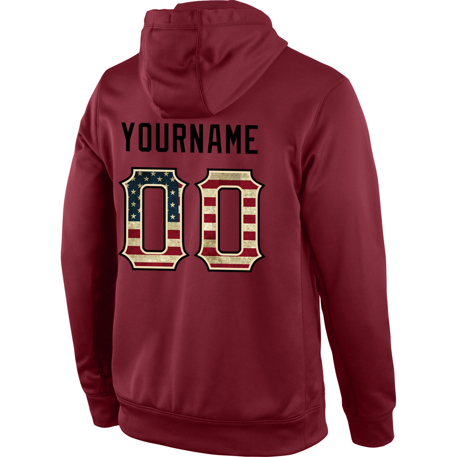 Custom Stitched Burgundy Vintage USA Flag-Cream Sports Pullover Sweatshirt Hoodie