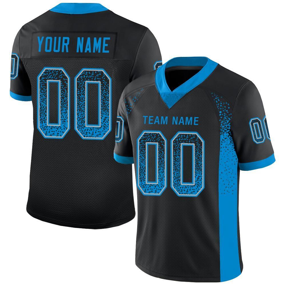 Custom Black Panther Blue-Light Gray Mesh Drift Fashion Football Jersey