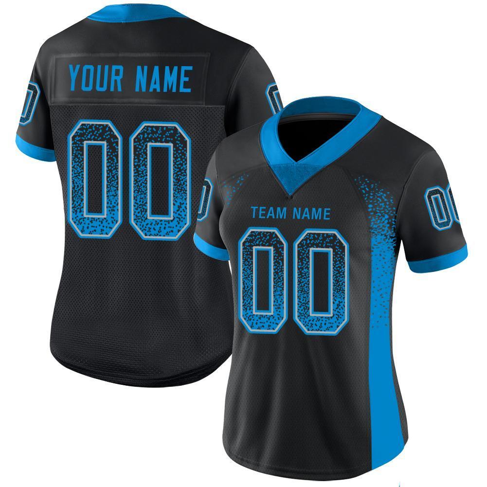 Custom Black Panther Blue-Light Gray Mesh Drift Fashion Football Jersey