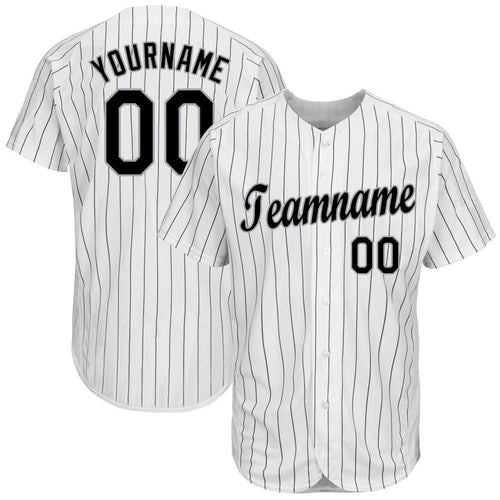 Custom Gray Black Pinstripe Black-White Authentic Baseball Jersey in 2023