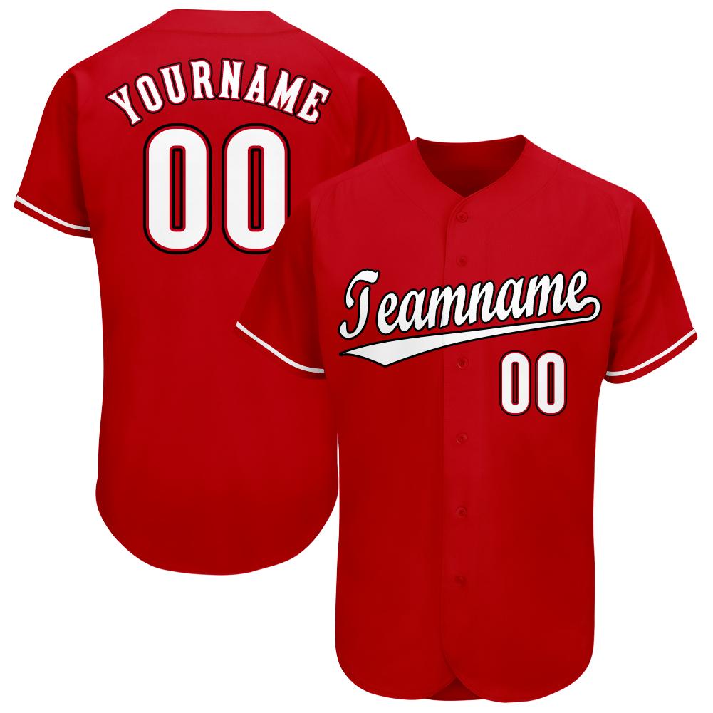 Custom Red White-Black Baseball Jersey