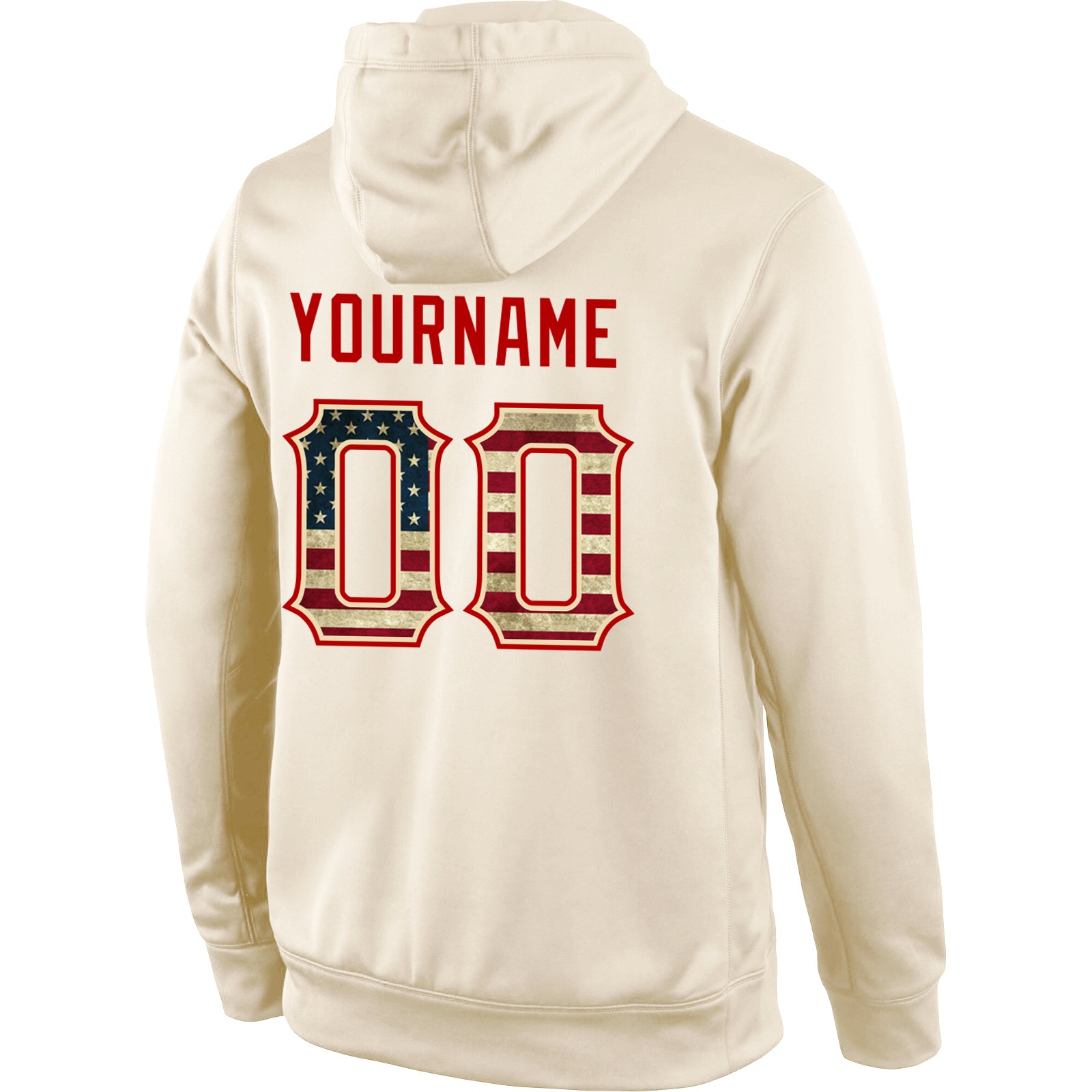 Custom Stitched Cream Vintage USA Flag-Red Sports Pullover Sweatshirt Hoodie