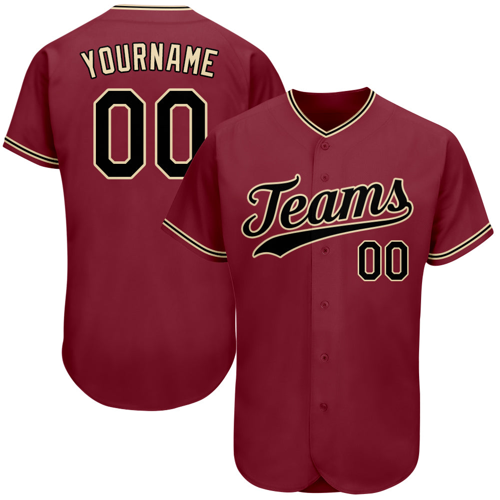 Custom Crimson Black-City Cream Authentic Baseball Jersey