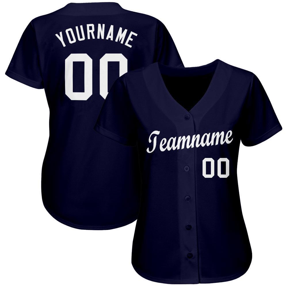 Custom Navy White Baseball Jersey