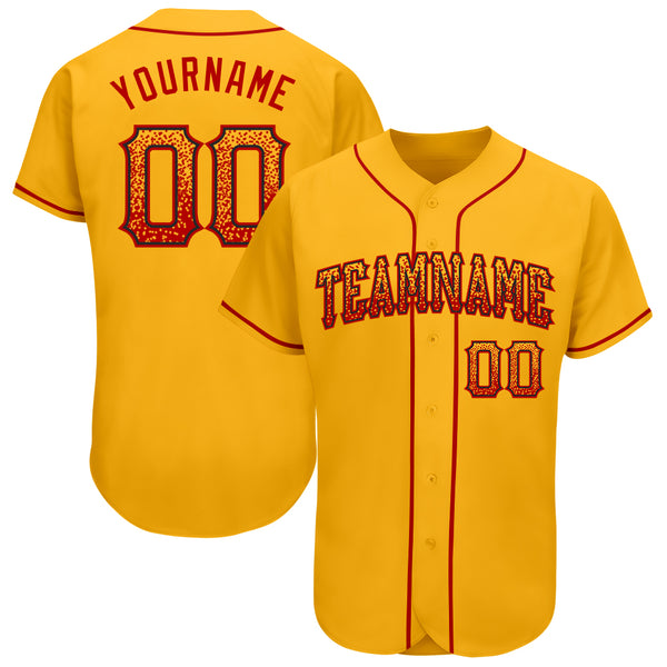 Custom Gold Red-Black Authentic Drift Fashion Baseball Jersey