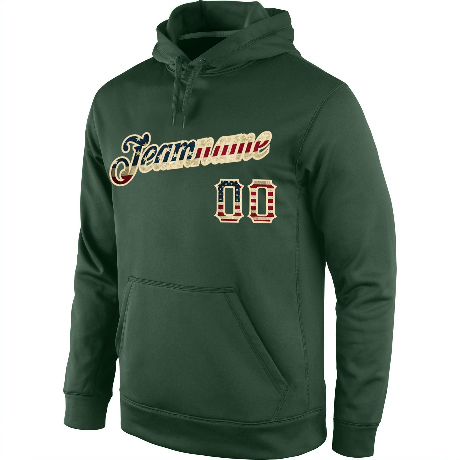 Custom Stitched Green Vintage USA Flag-Cream Sports Pullover Sweatshirt Hoodie