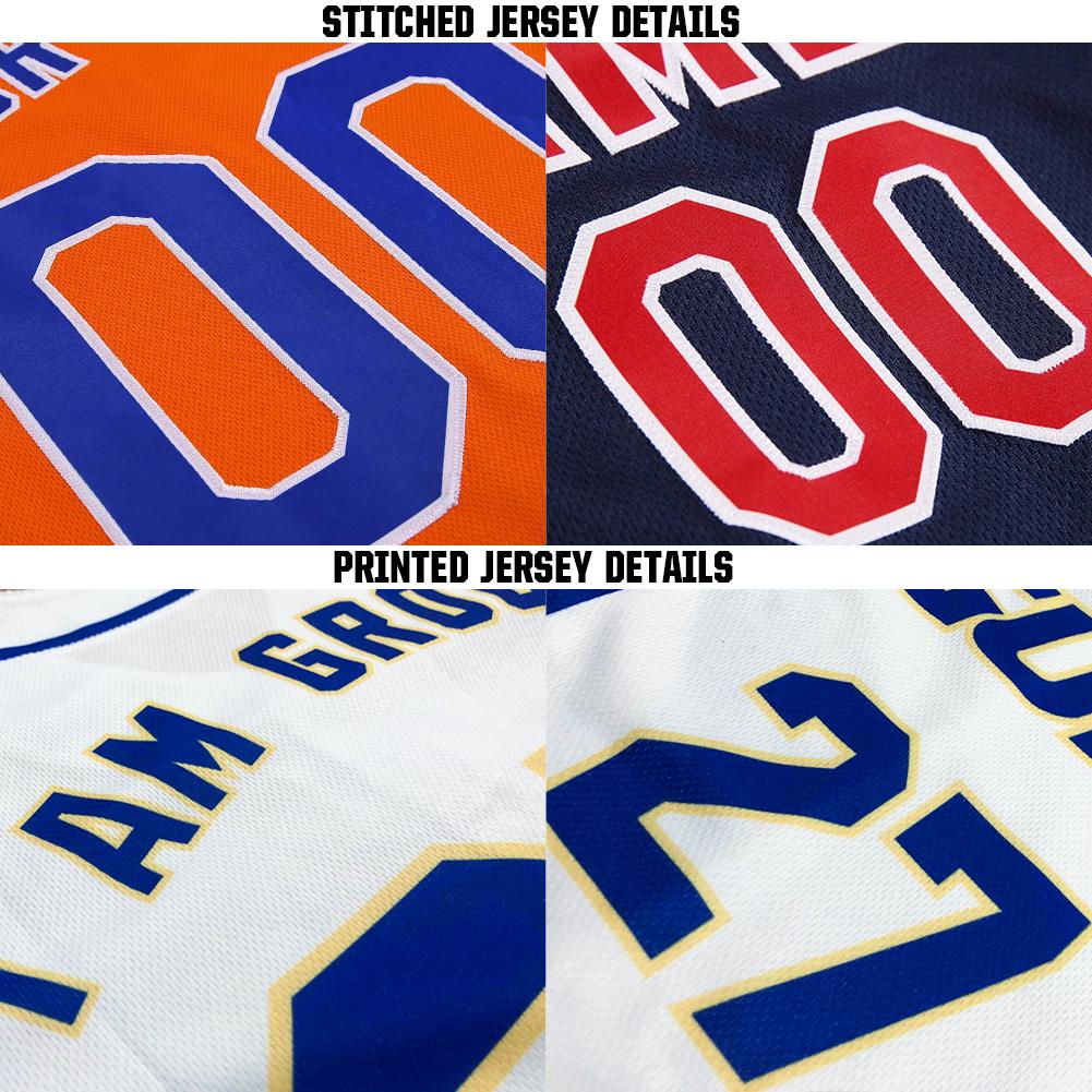 Custom Navy Orange-White Baseball Jersey