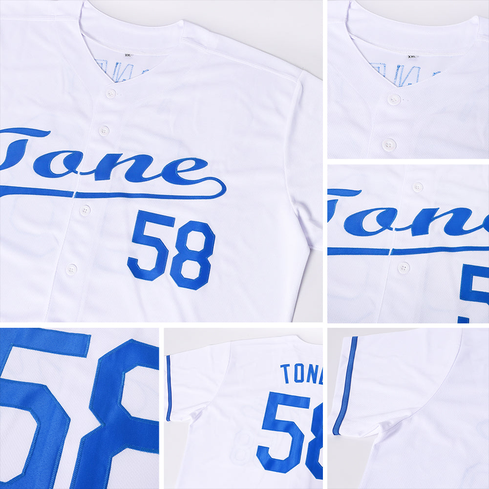 Custom White Royal Baseball Jersey