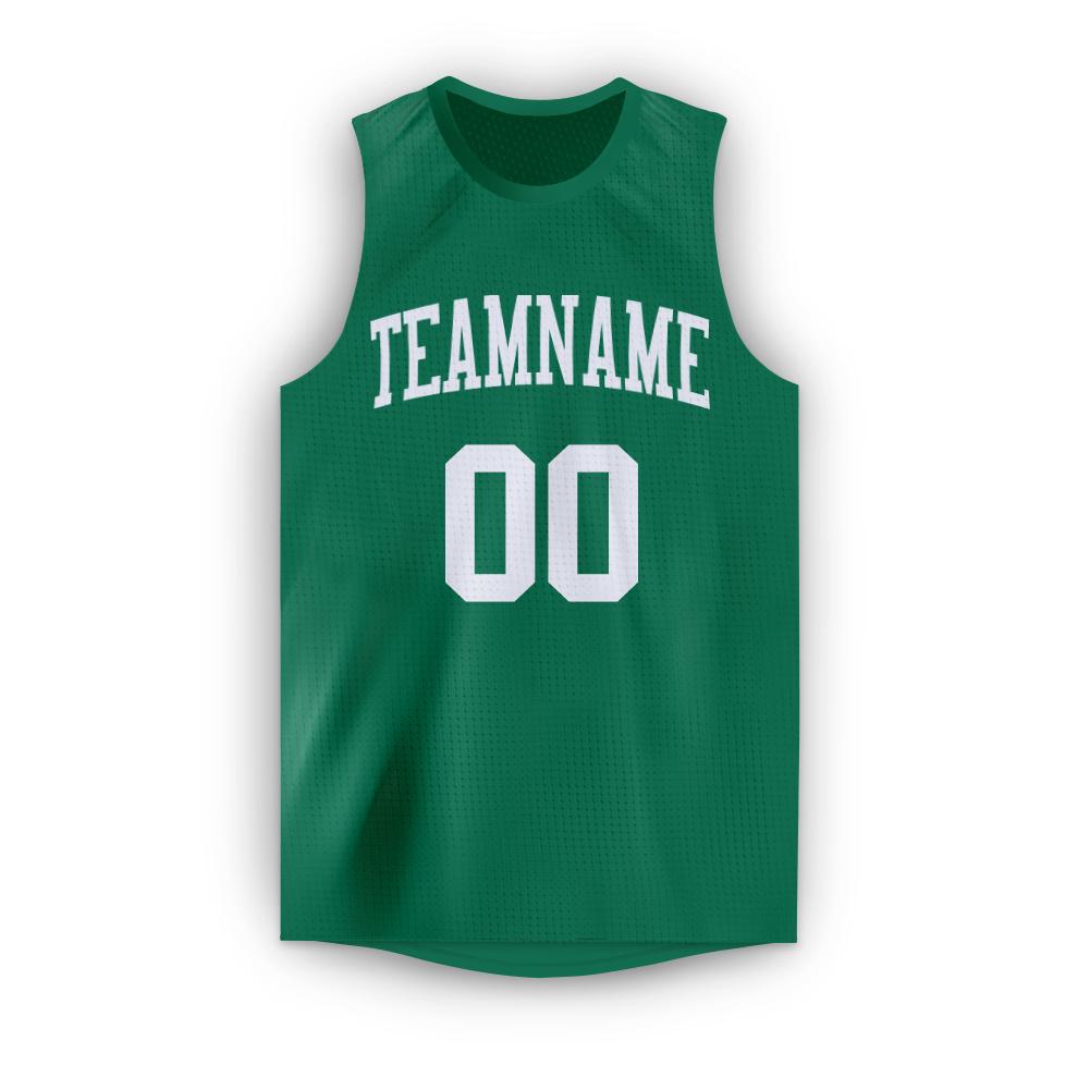 Custom Kelly Green White Round Neck Basketball Jersey