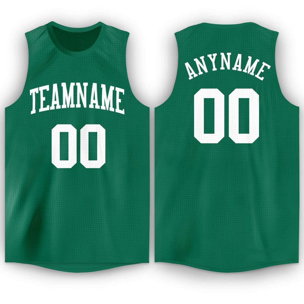 Custom Kelly Green White Round Neck Basketball Jersey