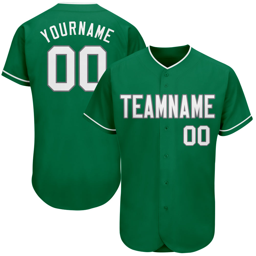 Custom Kelly Green White-Gray Authentic St. Patrick's Day Baseball Jersey