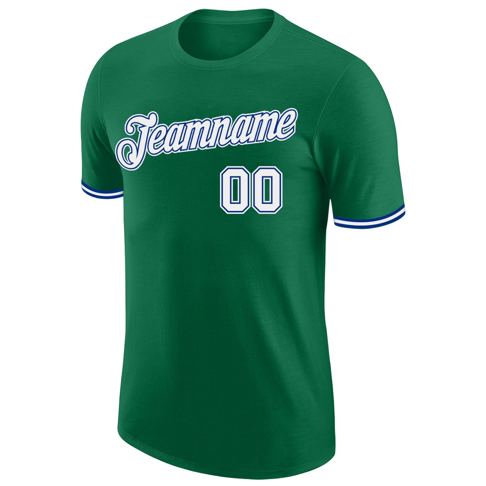 Custom Kelly Green White-Royal Performance T-Shirt