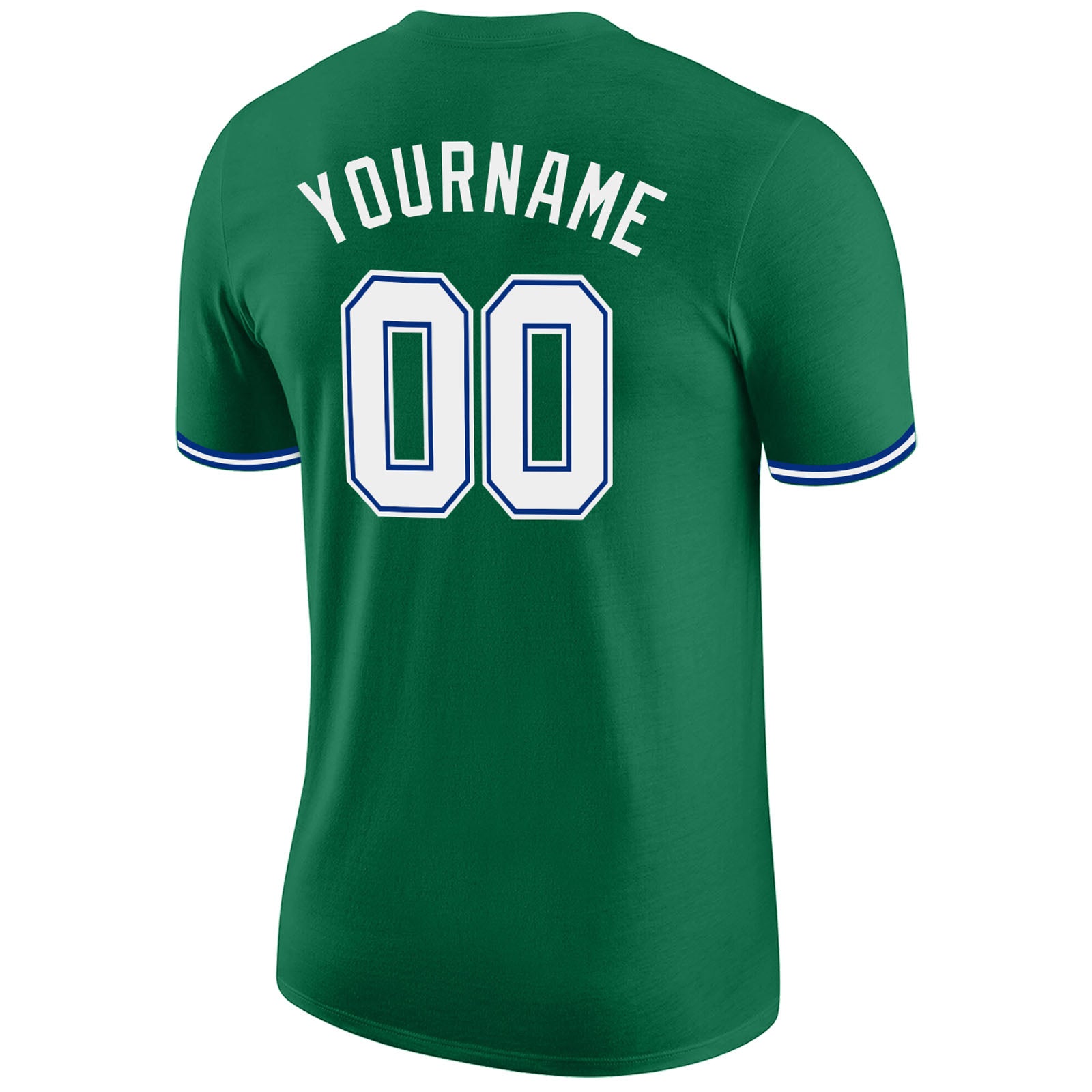 Custom Kelly Green White-Royal Performance T-Shirt