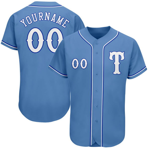 Custom Light Blue White-Royal Authentic Baseball Jersey