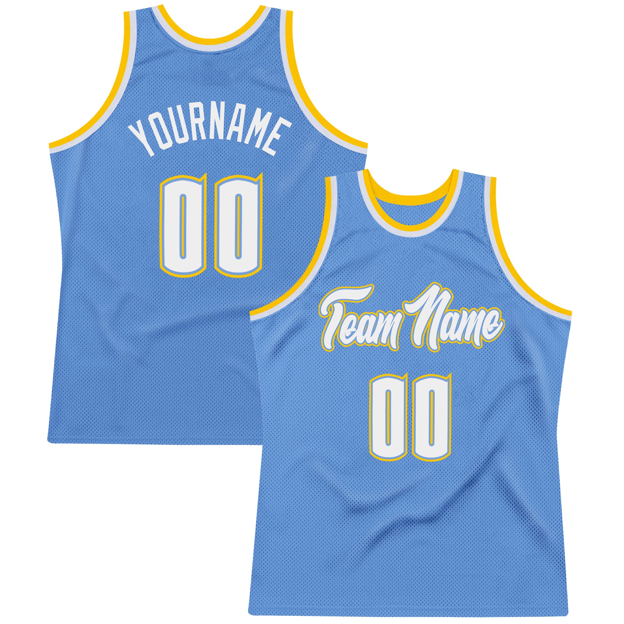 Make Your Own Custom Light Blue White Gold Rib-Knit Basketball Jersey ...