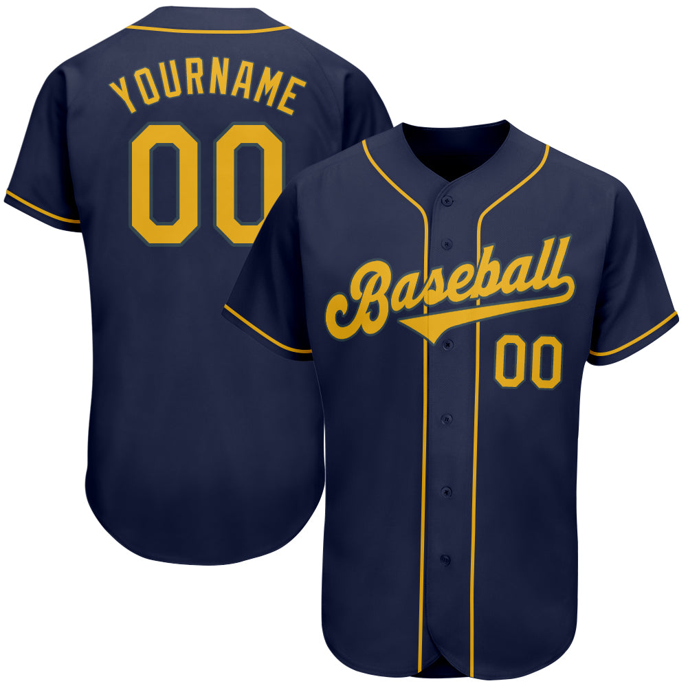 Custom Navy Gold Authentic Baseball Jersey