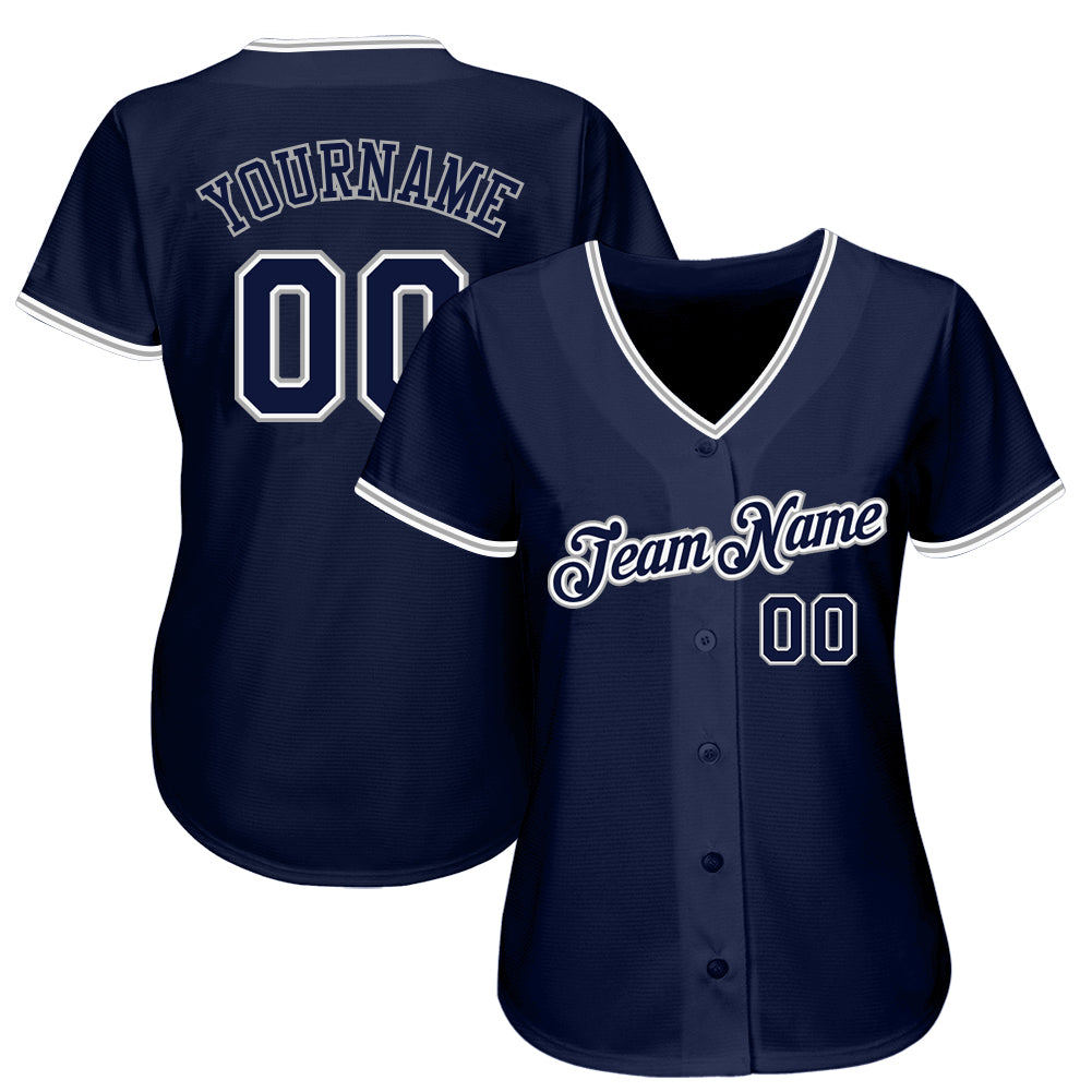 Custom Navy Navy-Gray Authentic Baseball Jersey