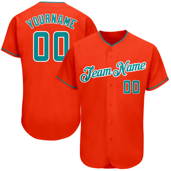 Custom Orange Teal-White Authentic Baseball Jersey