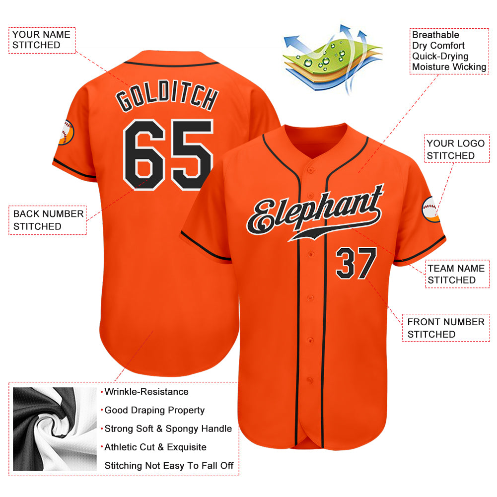 Custom Orange Black-White Authentic Baseball Jersey