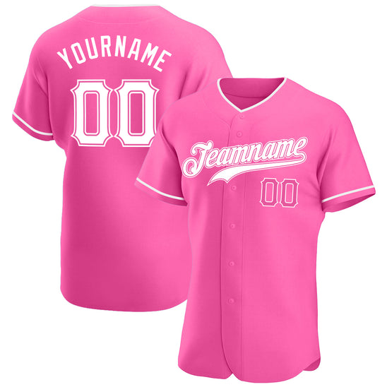 Custom Pink White Authentic Baseball Jersey