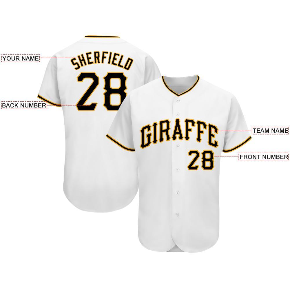 Custom White Black-Gold Baseball Jersey