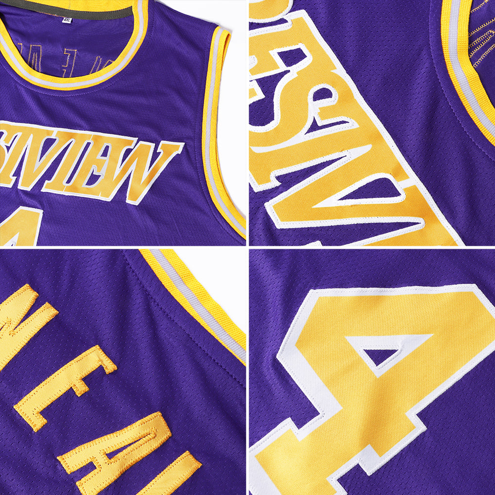 Custom Purple White-Kelly Green Authentic Throwback Basketball Jersey