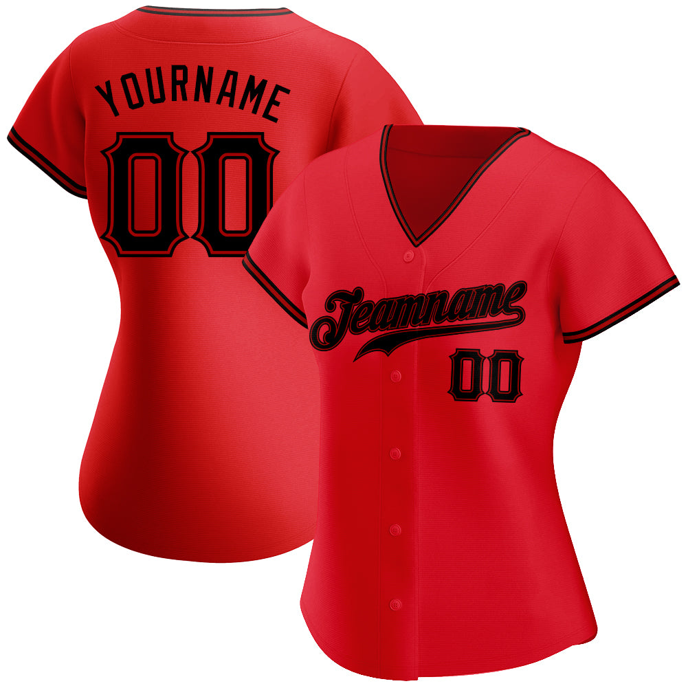 Custom Red Black Authentic Baseball Jersey