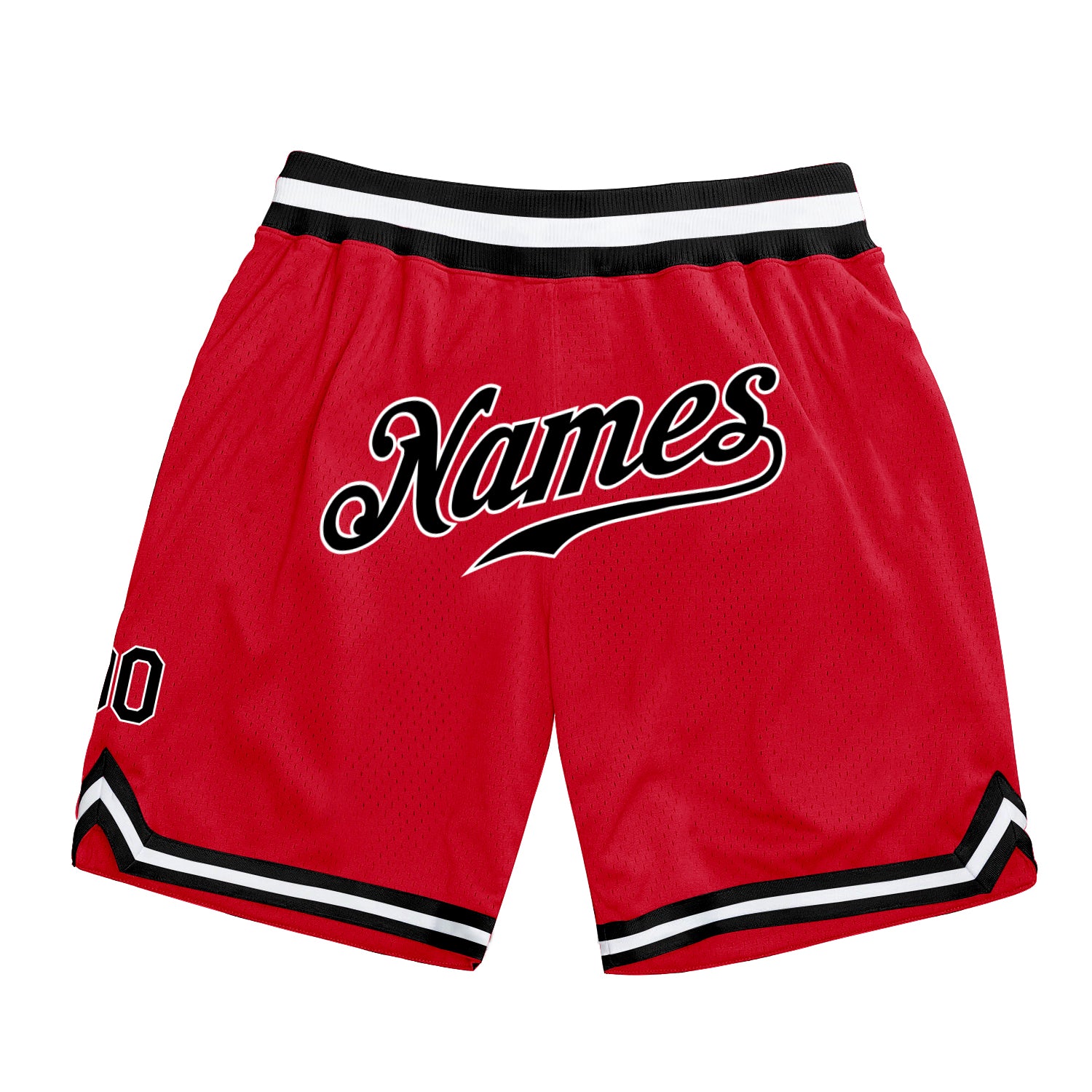 Custom Red Black-White Authentic Throwback Basketball Shorts