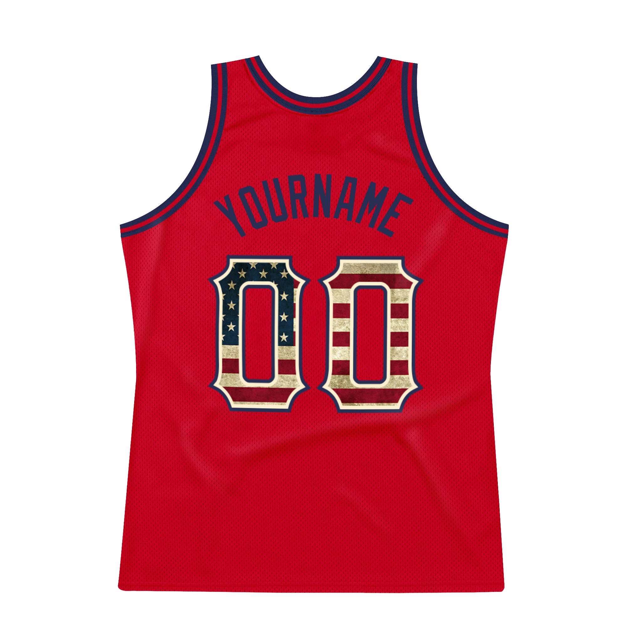 Custom Red Vintage USA Flag-Black Authentic Throwback Basketball Jersey