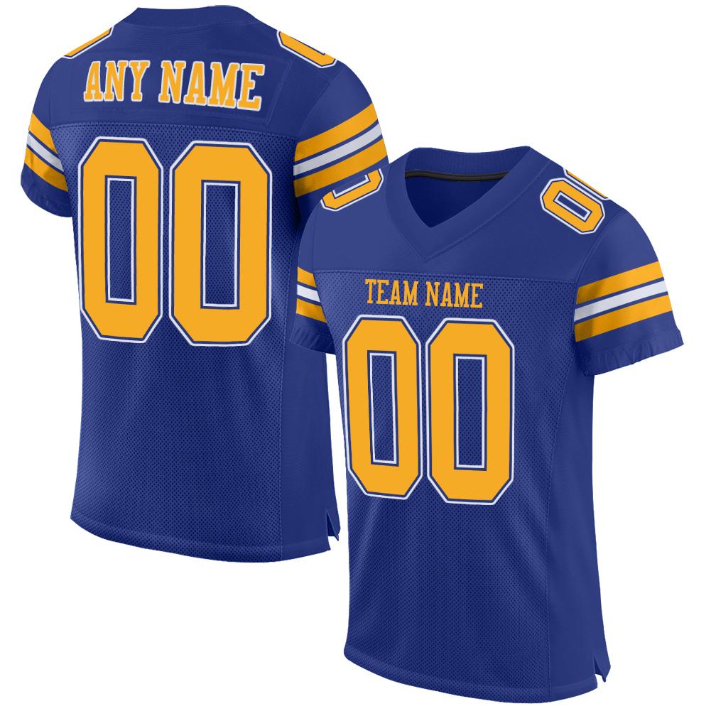 Custom Royal Gold-White Mesh Authentic Football Jersey – FansCustom