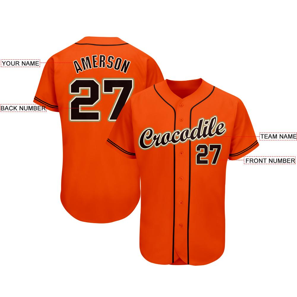 Custom Orange Black Cream-Old Gold Baseball Jersey