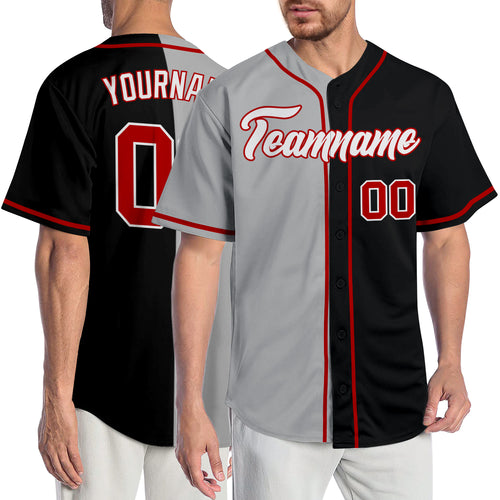 Custom Baseball Jersey Red White-Black