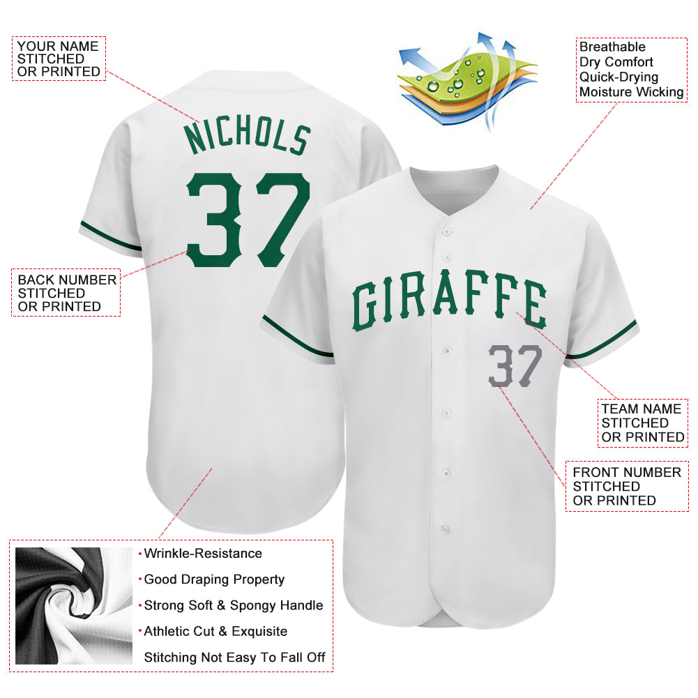 Custom White Kelly Green-Gray Authentic St. Patrick's Day Baseball Jersey