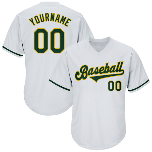 Custom Green White-Gold Authentic Baseball Jersey