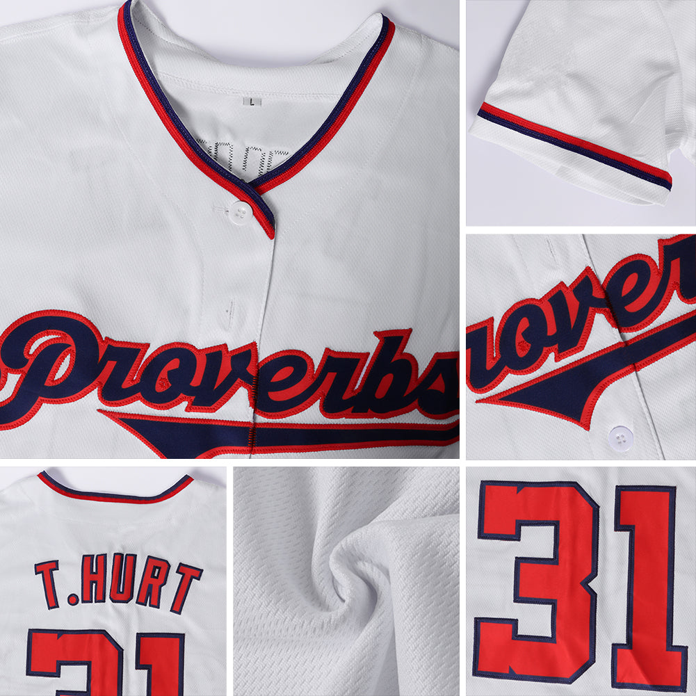 Custom White Red-Royal Authentic Baseball Jersey