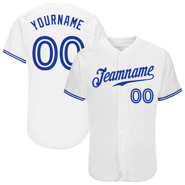 Custom White Royal Authentic Baseball Jersey