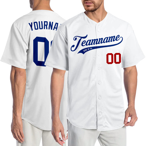 Custom Red Light Blue-White Authentic Baseball Jersey